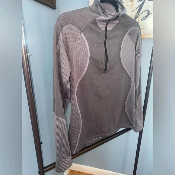 Women’s Nike pro hyperwarm quarter zip pullover top gray black color Size L - Picture 2 of 5